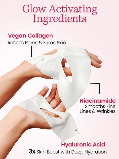 WILDGLOW Korean Glass Skin Bio-Collagen Overnight Face Mask for Deep Hydration, Pigmentation, Anti-Aging & Pore Minimizing | Hyaluronic Acid, Niacinamide, Vitamin E & Centella | Pack of 1